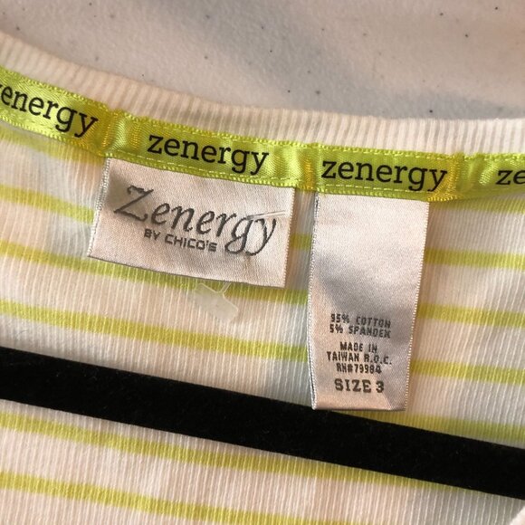 Chicos Zenergy Womens Striped Stud Accent Tank Top White Yellow XL/16 (Chicos 3) - Picture 4 of 4